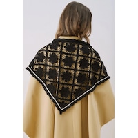 Manuka Dantel Şeritli Şal Siyah Ss26flr00002-01 Manuka Dantel Şeritli Şal Siyah Ss26flr00002-01