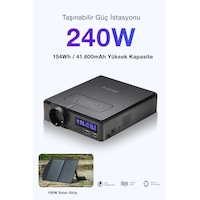 240w Taşınabilir Güç İstasyonu 41600 Mah Kablosuz Şarjlı Solar Destekli Hızlı Şarj 154wh Kapasiteli 240w Taşınabilir Güç İstasyonu 41600 Mah Kablosuz Şarjlı Solar Destekli Hızlı Şarj 154wh Kapasiteli