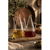 Porsima 17558 Mantar Kapaklı Borosilikat 2li Cam Yağlık Sirkelik 600 ml Porsima 17558 Mantar Kapaklı Borosilikat 2li Cam Yağlık Sirkelik 600 ml