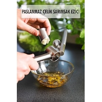 Hazneli Paslanmaz Metal Sarımsak Ve Zencefil Ezici Doğrayıcı Çok Renkli Hazneli Paslanmaz Metal Sarımsak Ve Zencefil Ezici Doğrayıcı Çok Renkli