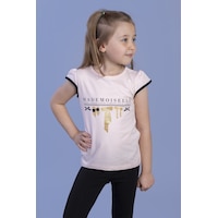 Toontoy Kids Toontoy Kız Çocuk Sim Baskılı Yarım Kollu T-shirt Pudra Toontoy Kids Toontoy Kız Çocuk Sim Baskılı Yarım Kollu T-shirt Pudra