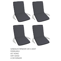 Sandalye Minderi Yıkanabilir Fermuarlı Lastikli 4'lü Gri 4 Cm Sünger Alt 42x42 Sırt 42x42 Gri Sandalye Minderi Yıkanabilir Fermuarlı Lastikli 4'lü Gri 4 Cm Sünger Alt 42x42 Sırt 42x42 Gri