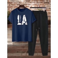 Uyguntarz Unisex 2'li Los Angles Baskılı Eşofman Takımı Lacivert Uyguntarz Unisex 2'li Los Angles Baskılı Eşofman Takımı Lacivert