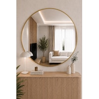 Effe Gold Metal Çerçeveli 100 Cm Yuvarlak Ayna Effe Gold Metal Çerçeveli 100 Cm Yuvarlak Ayna