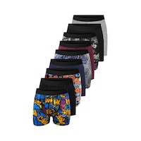 Desenli - Düz Karışık Pamuklu Erkek Boxer 9'lu Desenli - Düz Karışık Pamuklu Erkek Boxer 9'lu