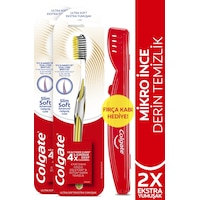 Colgate Mikro İnce Gelişmiş Gold Ekstra Yumuşak Diş Fırçası 2'li + Fırça Kabı Colgate Mikro İnce Gelişmiş Gold Ekstra Yumuşak Diş Fırçası 2'li + Fırça Kabı