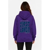 Herkesemoda First Love Arka Baskılı Kapüşonlu 2 İplik Şardonlu Sweatshirt Mor Herkesemoda First Love Arka Baskılı Kapüşonlu 2 İplik Şardonlu Sweatshirt Mor