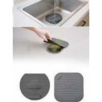 2'li Set Gri Kare Silikon Gider Koku Önleyici Kapak Ve Evye Lavabo Süzgeci 2'li Set Gri Kare Silikon Gider Koku Önleyici Kapak Ve Evye Lavabo Süzgeci