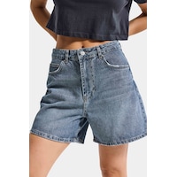 it's basic Kadın Koyu Kot Rengi 2s6-125 Mom Fit Midi Boy %100 Koton Denim Şort it's basic Kadın Koyu Kot Rengi 2s6-125 Mom Fit Midi Boy %100 Koton Denim Şort