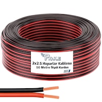 50 Metre 2x 2,5mm Siyah Kırmızı Çizgili Elektrik Ses Ve Hoparlör 50 Metre 2x 2,5mm Siyah Kırmızı Çizgili Elektrik Ses Ve Hoparlör
