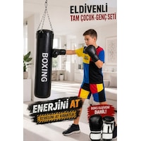 Çocuk Boks Seti 70 CMx25 CM Boks Torbası + Boks Eldiveni Siyah Çocuk Boks Seti 70 CMx25 CM Boks Torbası + Boks Eldiveni Siyah