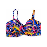 Büyük Beden Straplez Ayarlanabilir İnce Askılı Desenli Kadın Bikini Üst