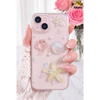 Fibaks iPhone 13/14/15 Uyumlu Kılıf Şeffaf Simli Deniz Yıldızı 3d Vatoz Deniz Kabuğu Tasarımlı Desenli Silikon Fibaks iPhone 13/14/15 Uyumlu Kılıf Şeffaf Simli Deniz Yıldızı 3d Vatoz Deniz Kabuğu Tasarımlı Desenli Silikon