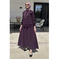 Rabia Şamlı İpek Modal Takım Mürdüm Normal Rabia Şamlı İpek Modal Takım Mürdüm Normal