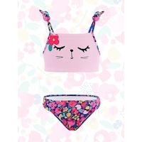 Denokids Çiçekli Kedi Kız Çocuk Bikini Çok Renkli Denokids Çiçekli Kedi Kız Çocuk Bikini Çok Renkli