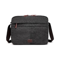 Hüvendo Cactive Kanvas Su Geçirmez Kumaş Uzun Askılı Laptop Bölmeli Unisex Postacı Çantası Siyah Siyah