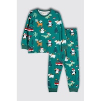 Zuzunga Sevimli Kardan Adam-penguen Desenli %100 Pamuk Unisex Çocuk Pijama Takımı Yeşil Zuzunga Sevimli Kardan Adam-penguen Desenli %100 Pamuk Unisex Çocuk Pijama Takımı Yeşil