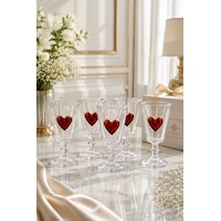 6 Lı Kristal Cam Flüt Kahve Yanı Bardağı Kalp Bardak Kalpli 75ml Cam - Şeffaf 6 Lı Kristal Cam Flüt Kahve Yanı Bardağı Kalp Bardak Kalpli 75ml Cam - Şeffaf