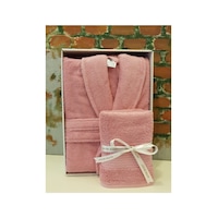 Trendy Şalyaka Bornoz Baş Havlusu- Pembe Trendy Şalyaka Bornoz Baş Havlusu- Pembe