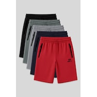Standart Fit Basic 5li Paket Erkek Şort - 81136 Siyah - Mavi - Kırmızı Standart Fit Basic 5li Paket Erkek Şort - 81136 Siyah - Mavi - Kırmızı