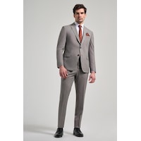 İmza Kendinden Desenli Bez Ayağı Mono Yaka Tam Astar Esnek 6 Drop Slim Fit Takım Elbise 1001250168 Koyu Bej İmza Kendinden Desenli Bez Ayağı Mono Yaka Tam Astar Esnek 6 Drop Slim Fit Takım Elbise 1001250168 Koyu Bej