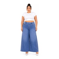 Zanessi Büyük Beden Denim Taşlı Yüksek Bel Geniş Paça Kadın Pantolon Lacivert Zanessi Büyük Beden Denim Taşlı Yüksek Bel Geniş Paça Kadın Pantolon Lacivert