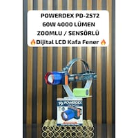 Powerdex Pd-2572 60w & 4000 Lümen Profesyonel Zoomlu Sensörlü Dijital Lcd Kafa Feneri Siyah