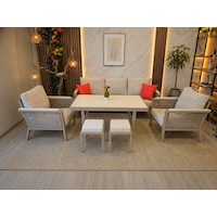 Kanyon Metal Bahçe Balkon Teras Koltuk Takımı 3+1+1+masa+2 Adet Puf Krem Kanyon Metal Bahçe Balkon Teras Koltuk Takımı 3+1+1+masa+2 Adet Puf Krem