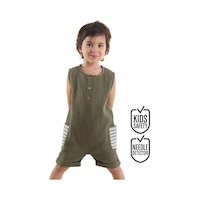 Denokids Erkek Bebek Çocuk Yeşil Müslin Tulum Denokids Erkek Bebek Çocuk Yeşil Müslin Tulum