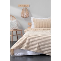 Merinos Modern Line 2 Parça Tek Kişilik Battaniye Seti - Bej Merinos Modern Line 2 Parça Tek Kişilik Battaniye Seti - Bej