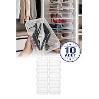 10lu Şeffaf Ayakkabı Kutusu Kapaklı İstiflenebilir Kadın Erkek Ayakkabı Organizer Diğer 10lu Şeffaf Ayakkabı Kutusu Kapaklı İstiflenebilir Kadın Erkek Ayakkabı Organizer Diğer