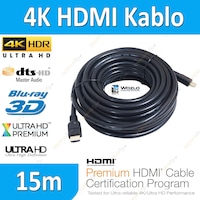 15M Metre 4K Hdmi Kablo Ultra Hd Siyah Altın Uç Receiver Ps3 Ps4 15M Metre 4K Hdmi Kablo Ultra Hd Siyah Altın Uç Receiver Ps3 Ps4
