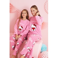 Siyah İnci Lisanslı Polar Çok Renkli Nakışlı Bisklet Yaka Pijama Takım Hk311 Pembe Siyah İnci Lisanslı Polar Çok Renkli Nakışlı Bisklet Yaka Pijama Takım Hk311 Pembe