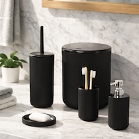 Perotti 33031500001 5 Parça Yuvarlak Banyo Seti - Çöp Kovası, Sabunluk, Diş Fırçalığı Ve Silikon Wc Fırçası Siyah Siyah Perotti 33031500001 5 Parça Yuvarlak Banyo Seti - Çöp Kovası, Sabunluk, Diş Fırçalığı Ve Silikon Wc Fırçası Siyah Siyah