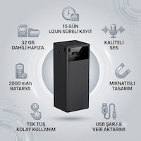 Mıknatıslı Mini Ses Kayıt Cihazı 32 Gb Dahili Hafıza İle 15 Gün Kayıt Özelliği Mıknatıslı Mini Ses Kayıt Cihazı 32 Gb Dahili Hafıza İle 15 Gün Kayıt Özelliği