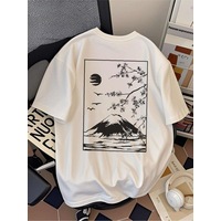 Uyguntarz Unisex Dağ Baskılı Tasarım Tshirt Beyaz Uyguntarz Unisex Dağ Baskılı Tasarım Tshirt Beyaz