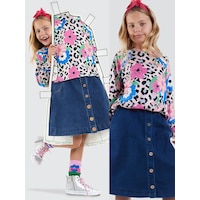 Denokids Kız Çocuk Midi Boy Denim Etek Renkli Denokids Kız Çocuk Midi Boy Denim Etek Renkli