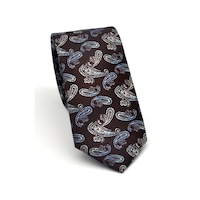 Gaffy Mavi Şal Desenli Kahverengi Dokuma Kumaş Mendilli Slim Fit Kravat // Sdk-2507-5 Kahverengi Gaffy Mavi Şal Desenli Kahverengi Dokuma Kumaş Mendilli Slim Fit Kravat // Sdk-2507-5 Kahverengi