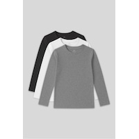 Standart Fit Basic O Yaka 3lü Paket Gri Melanj-antrasit-beyaz Unisex Çocuk T-shirt - 11329 Beyaz - Gri Standart Fit Basic O Yaka 3lü Paket Gri Melanj-antrasit-beyaz Unisex Çocuk T-shirt - 11329 Beyaz - Gri