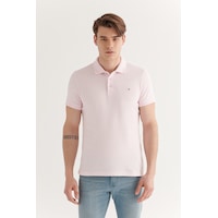 Avva E001004 Serin Tutan Standart Fit Normal Kesim Erkek Polo Yaka T-Shirt - Açık Pembe