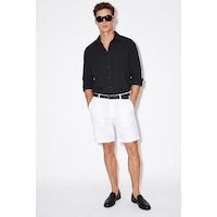 Bianco Lucci Erkek Nefes Alabilir Yarım Oversize Müslin Kumaş Uzun Kol Yakalı Gömlek 60001001 - Siyah Bianco Lucci Erkek Nefes Alabilir Yarım Oversize Müslin Kumaş Uzun Kol Yakalı Gömlek 60001001 - Siyah