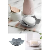 2 Adet Lotus Desenli Sabun Ve Sünger Tutacağı Silikon Gri Su Giderli Lotus Şık Katı Sabunk Diğer 2 Adet Lotus Desenli Sabun Ve Sünger Tutacağı Silikon Gri Su Giderli Lotus Şık Katı Sabunk Diğer