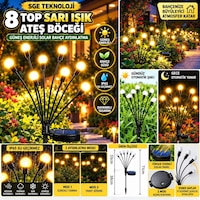 Sge Teknoloji Led Işık 8 Top Sarı Işık Ateş Böceği Bahçe Aydınlatma Solar Bahçe Süsü Sge Teknoloji Led Işık 8 Top Sarı Işık Ateş Böceği Bahçe Aydınlatma Solar Bahçe Süsü