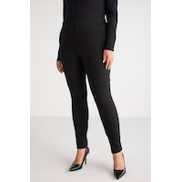 ETHIQUET ABRIELLEBB Kadın Çizgi Desenli Slim Fit Dar Paça Fermuarlı Örme Siyah - Beyaz Büyük Beden Pantolon ETHIQUET ABRIELLEBB Kadın Çizgi Desenli Slim Fit Dar Paça Fermuarlı Örme Siyah - Beyaz Büyük Beden Pantolon