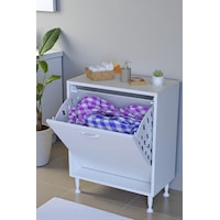 Eliusta Sare 65 Cm Beyaz Sepetli Banyo Dolabı,mutfak Dolabı 65x75x32,5 Cm Oyuncak Sepeti Çok Amaçlı Dolap Beyaz