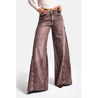 it's basic Kadın Koyu Kot Rengi 4s6-157 Süper Palazzo %100 Koton Denim Jean