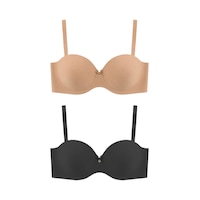 Cottonill Seamless Bra - Serina Balenli Lazer Kesim Yarım Dolgulu Push Up Straplez Kadın Sütyen 2'li Paket Çok Renkli Cottonill Seamless Bra - Serina Balenli Lazer Kesim Yarım Dolgulu Push Up Straplez Kadın Sütyen 2'li Paket Çok Renkli