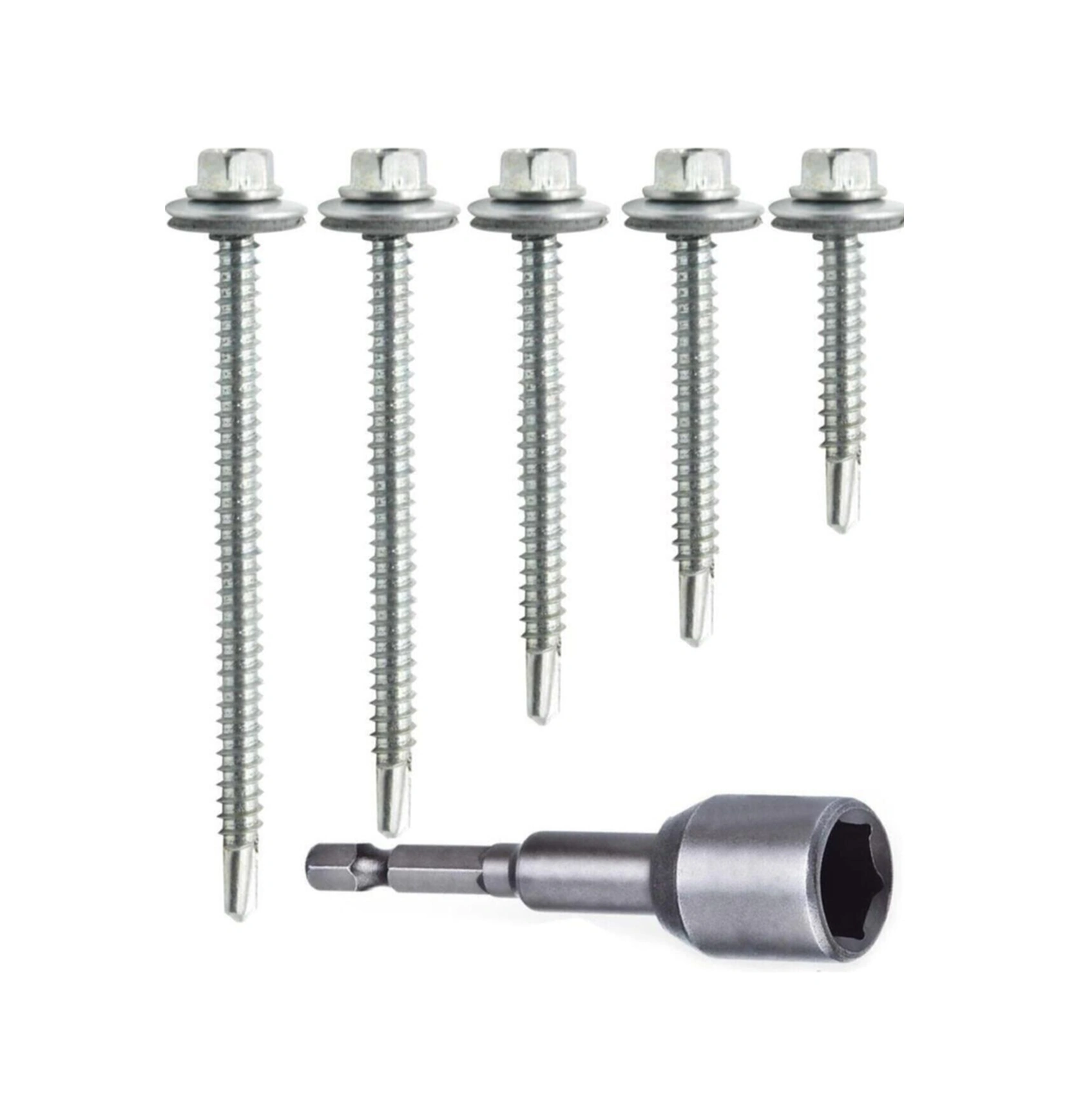 100 Adet 5,5x25 Mm Çatı Vidası Matkap Uçlu Trapez Sac Vidası Akıllı Vida - 100 Adet 5,5x25 Mm Çatı Vidası Matkap Uçlu Trapez Sac Vidası Akıllı Vida -