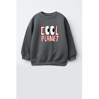 Monila Unisex Çocuk 3 İplik Kumaş Baskılı Pamuklu Sweatshirt Antrasit Monila Unisex Çocuk 3 İplik Kumaş Baskılı Pamuklu Sweatshirt Antrasit