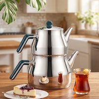 Porsima 1025-2 Prizma Bakalit Kulp Orta Boy Paslanmaz Çelik Çaydanlık Takımı - Yeşil - 1.10-2 Lt Porsima 1025-2 Prizma Bakalit Kulp Orta Boy Paslanmaz Çelik Çaydanlık Takımı - Yeşil - 1.10-2 Lt